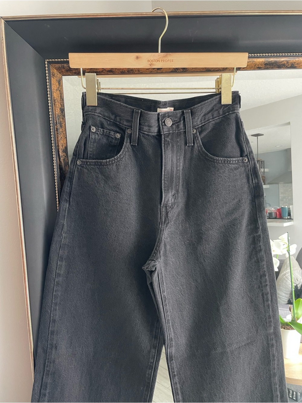 Levi’s Cinch Baggy High Rise Wide Leg Black Jeans W25 L31 - Picture 3 of 6